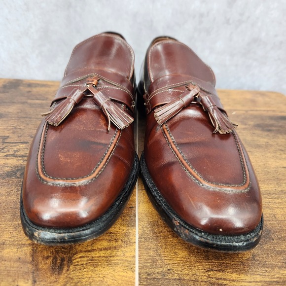 Allen Edmonds Biscayne Loafers Mens 11 AAA Brown Leather Tassel‎ Dress Shoes main image 4